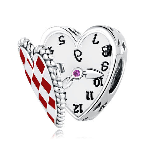 925 Sterling Silver Heart Clock Beads For Diy Bracelets & Necklaces Charms & Pendants