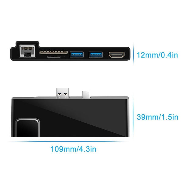 6 In Rj45 / Usb 3.0 Hdmi Sd Tf Hub For Surface Pro Usb Cables Hubs & Adapters