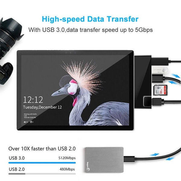 6 In Rj45 / Usb 3.0 Hdmi Sd Tf Hub For Surface Pro Usb Cables Hubs & Adapters