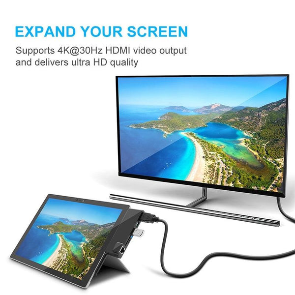 6 In Rj45 / Usb 3.0 Hdmi Sd Tf Hub For Surface Pro Usb Cables Hubs & Adapters