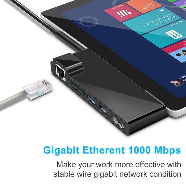 6 In Rj45 / Usb 3.0 Hdmi Sd Tf Hub For Surface Pro Usb Cables Hubs & Adapters
