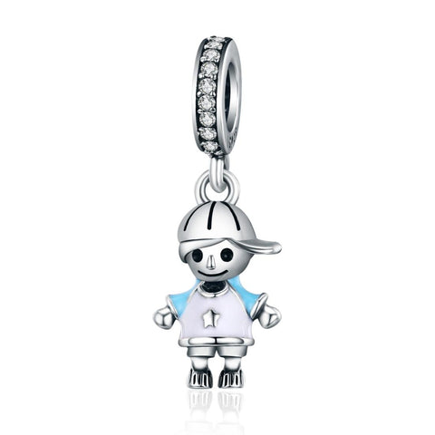925 Sterling Silver Boy Bead Bracelet / Necklace Accessory Charms & Pendants