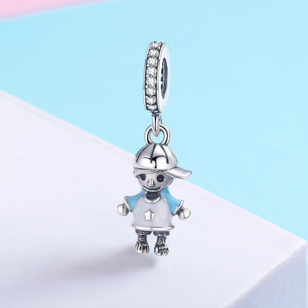 925 Sterling Silver Boy Bead Bracelet / Necklace Accessory Charms & Pendants