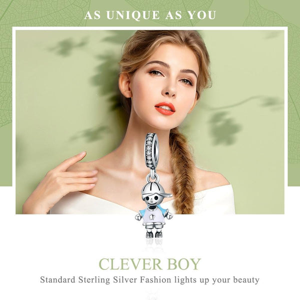 925 Sterling Silver Boy Bead Bracelet / Necklace Accessory Charms & Pendants