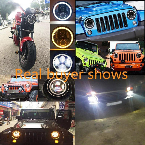 2 Pcs 7 Inch Ip68 Waterproof 6500K 75W Cree Led Headlight Hi / Lo Beam Driving Lamp For Jeep Wrangler Jk Tj Lj Led Car Lights