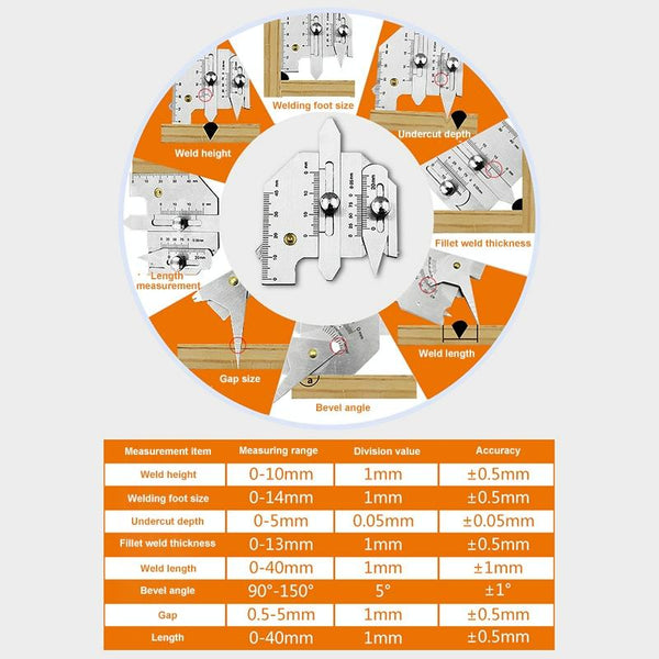 Stainless Steel Welding Ruler For Inspection Measure Gauge Welding & Soldering Tools