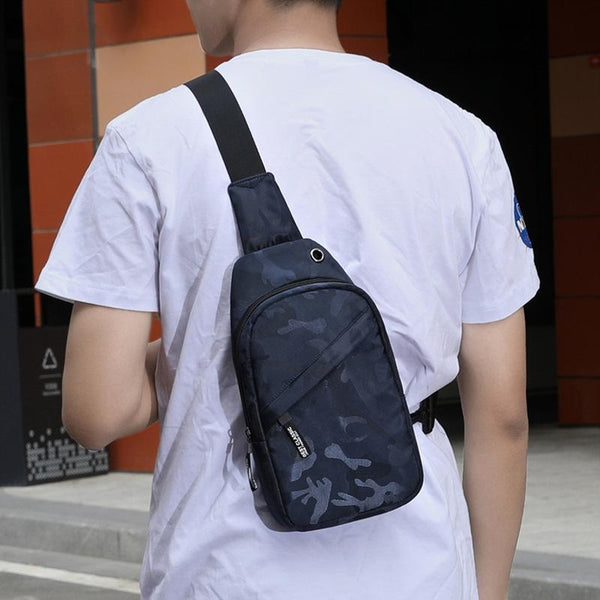 Men Oxford Cloth Chest Bag Camouflage Dark Blue Ideal For Sports And Travel Bags