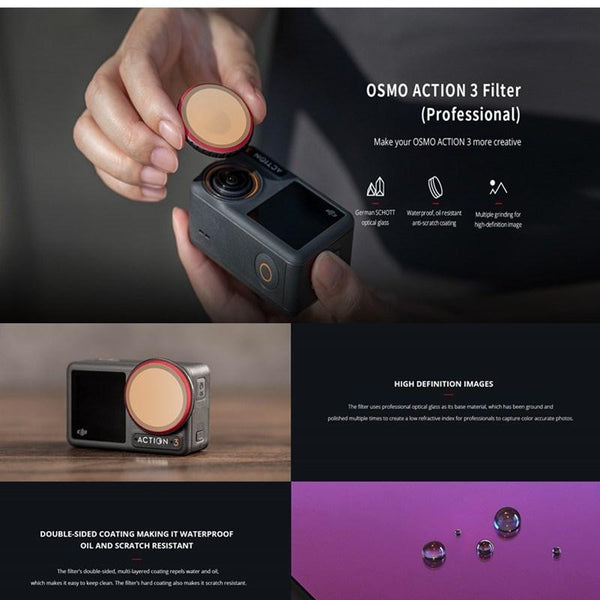 Pro Version Camera Lens Filter Set For Dji Action 3 With Nd And Cpl Filters