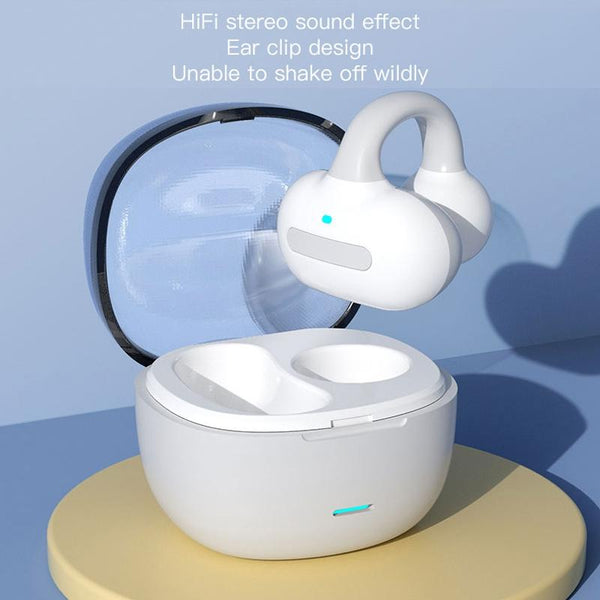 Ear Clip Type Touch Bone Conduction Bluetooth Earphone With Charging Warehouse Pink Earbuds