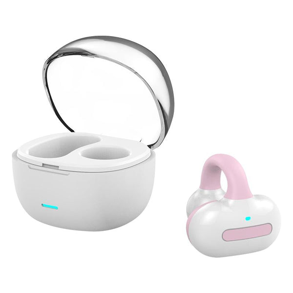 Ear Clip Type Touch Bone Conduction Bluetooth Earphone With Charging Warehouse Pink Earbuds