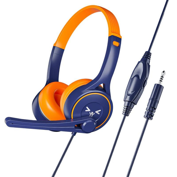 3.5Mm Online Class Headset Blue Orange Headsets