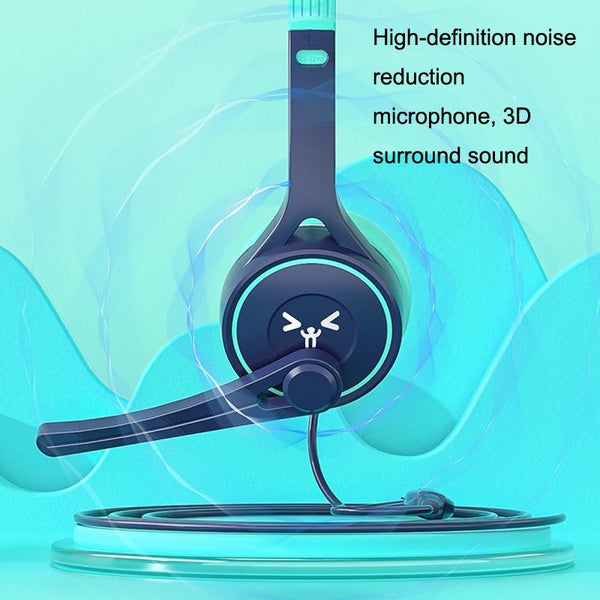 3.5Mm Online Class Headset Blue Orange Headsets