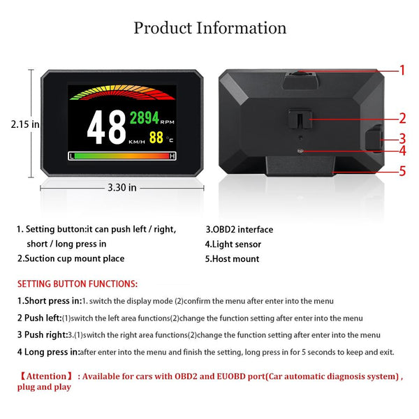 Car Hud Head Up Display Obd2 Code Eliminator Other Instruments & Gauges
