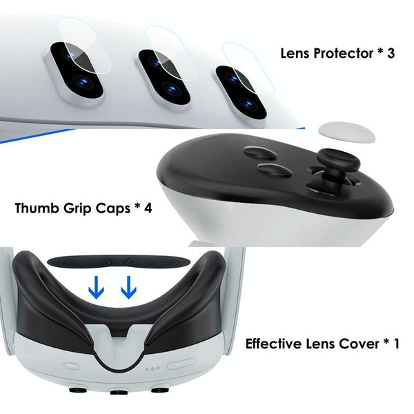 Glitter Protective Shell For Meta Quest 3 7 In 1 Transparent Red Controllers & Attachments