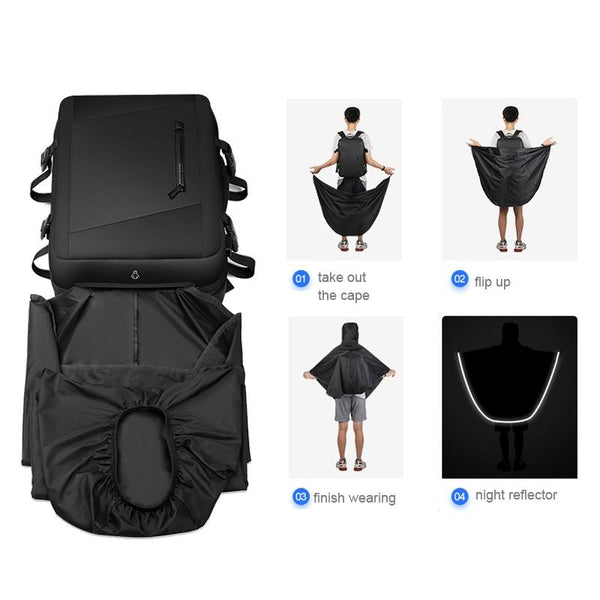 Large Capacity Raincoat Style Oxford Backpack For Men 17.3 Inch Backpacks