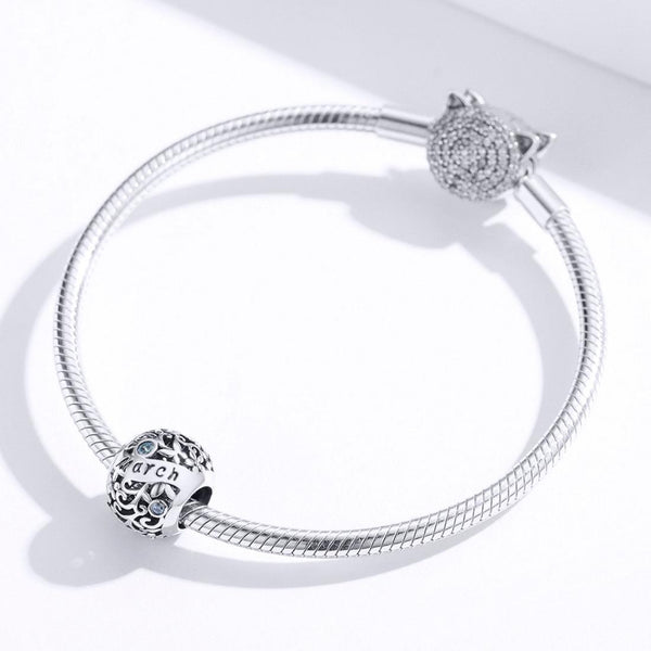 925 Sterling Silver March Birthstone Diy Bracelet Necklace Set Accessories Style Charms & Pendants