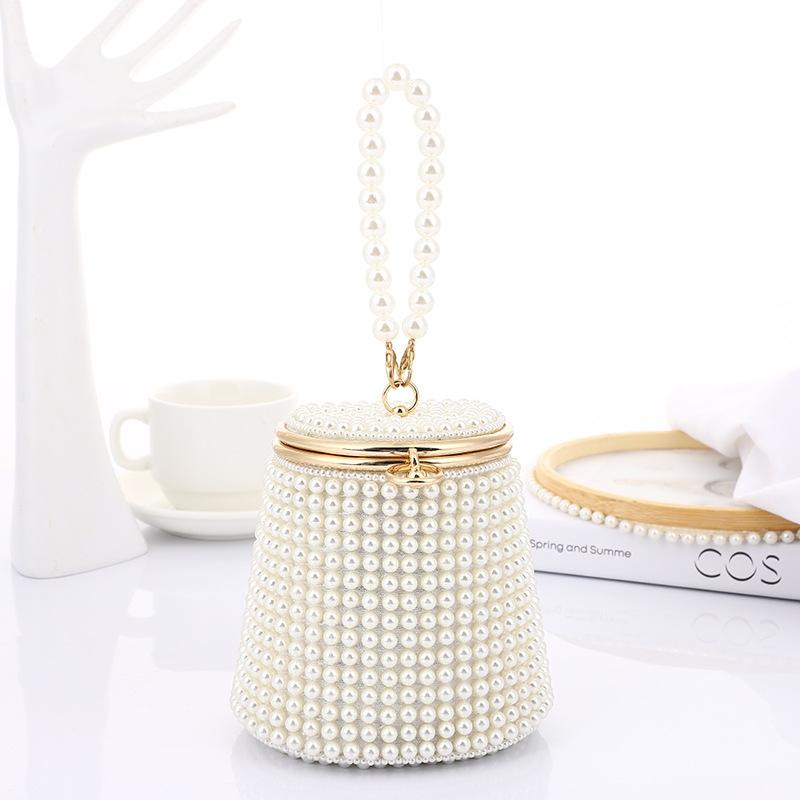 White & Beige Pearl Mini Tote Bag Women's Bags & Handbags