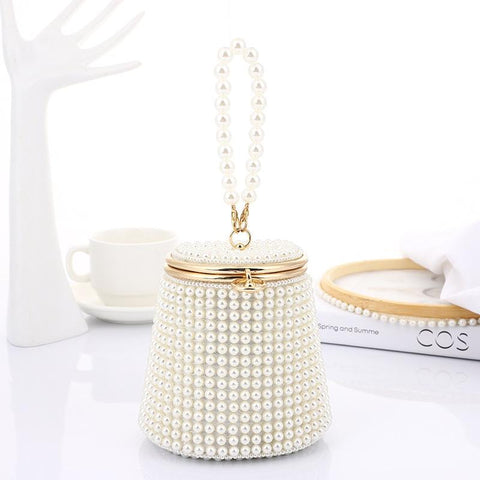 White & Beige Pearl Mini Tote Bag Women's Bags & Handbags