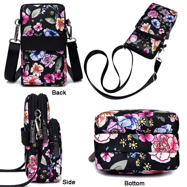 Animal Park Mini Crossbody Phone Wallet With Arm Band Black Flower Wallets