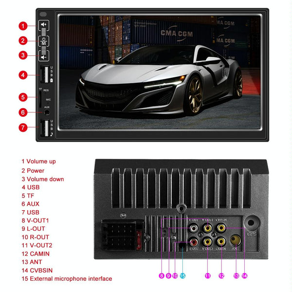 7 Inch Car Mp5 Player With Bluetooth / Fm Remote 8 Led Camera Other Car Video