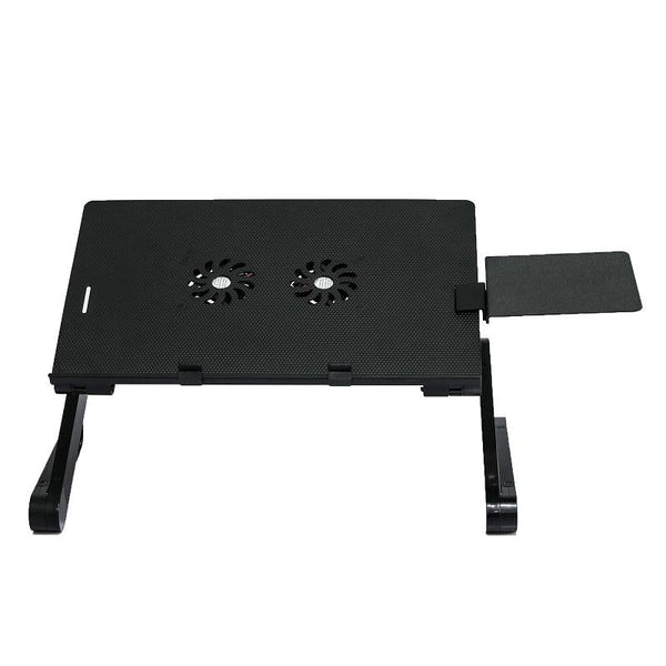 Laptop Desk With Fan & Mouse Board Aluminum Alloy Folding Heightening Black Laptop Desks