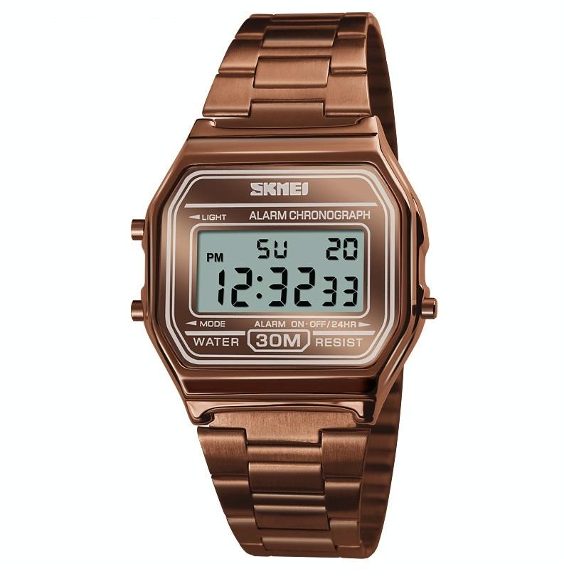 Waterproof Steel Band Men Electronic Watch Coffee Gold Watches