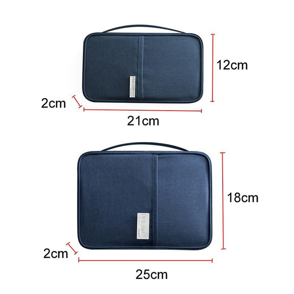 Waterproof Travel Document Bag Black Large Gray Id & Document Holders