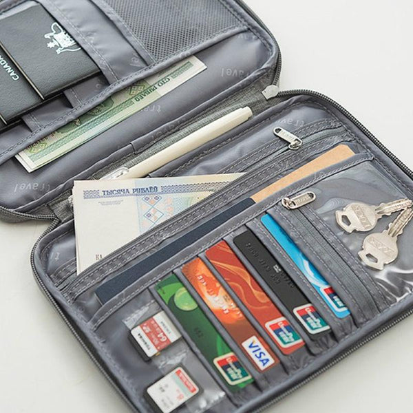 Waterproof Travel Document Bag Black Large Gray Id & Document Holders