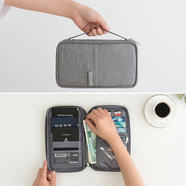 Waterproof Travel Document Bag Black Large Gray Id & Document Holders