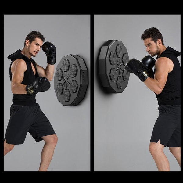 Smart Wall Mounted Boxing Trainer With Adult Gloves Black Punching Bags