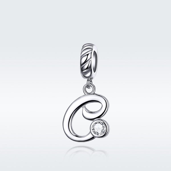 925 Sterling Silver Personalized Letter Pendant For Diy Bracelets & Necklaces Style C Charms & Pendants