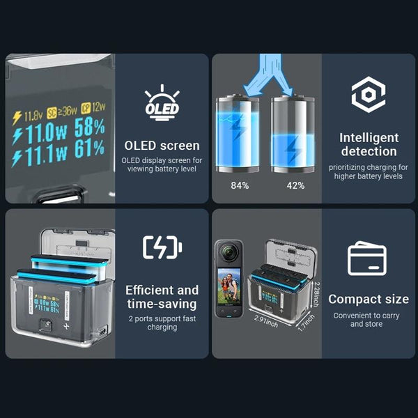 Smart Dual Charging Box For Insta360 X4 Camera Audio And Video Accessory Other Camera & Photo Accs