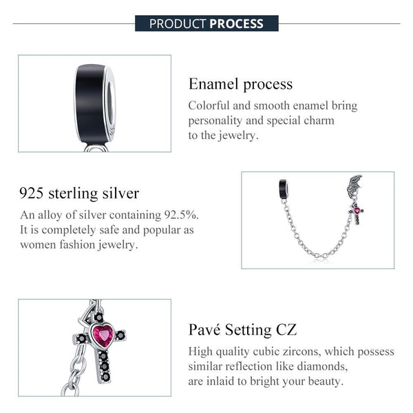 925 Sterling Silver Wing Cross Safety Chain For Diy & Necklaces Bracelets