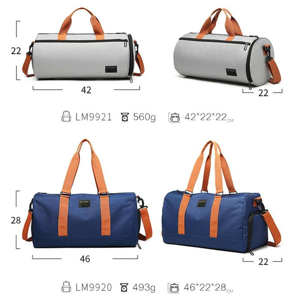 Blue Waterproof Gym Bag With Wet / Dry Separation 9921 Gray Gym Bags