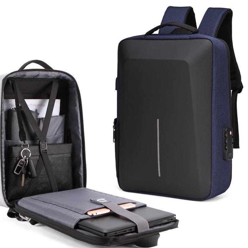 Anti Theft Hard Shell Backpack For Men Blue Bags