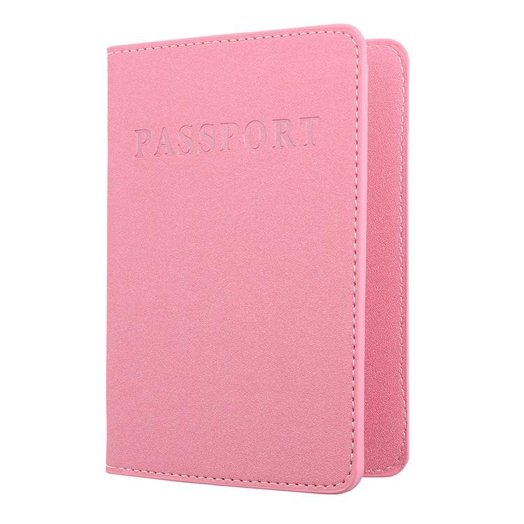Frosted Pink Pu Multi Card Passport Holder For Travel Abroad Travel Wallets