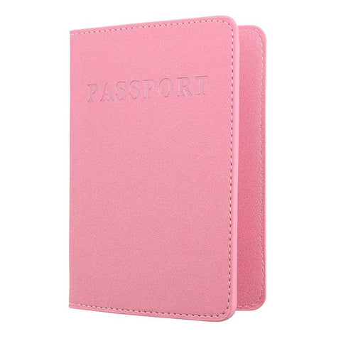 Frosted Pink Pu Multi Card Passport Holder For Travel Abroad Travel Wallets