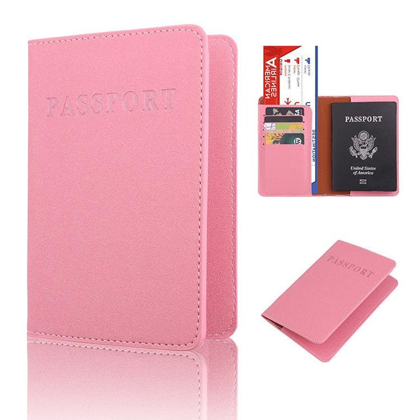 Frosted Pink Pu Multi Card Passport Holder For Travel Abroad Travel Wallets