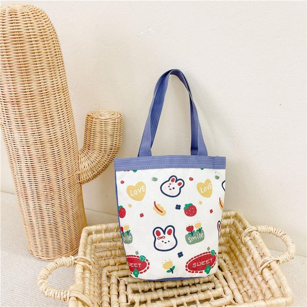 Cartoon Graffiti Bento Bag Cute Canvas Handbag Model 1 Blue Women's Bags & Handbags