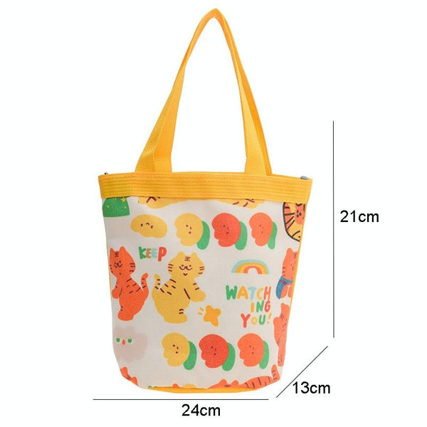 Cartoon Graffiti Bento Bag Cute Canvas Handbag Model 1 Blue Women's Bags & Handbags
