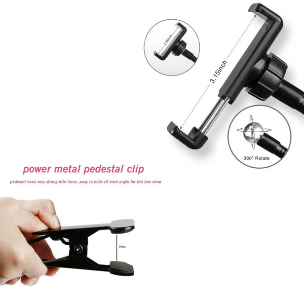 360 Degree Flexible Selfie Ring Light With Phone Holder For Live Streaming Selfie Lights