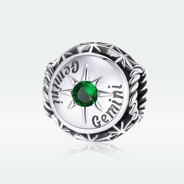 925 Sterling Silver Zodiac Zircon Bead Bracelet / Necklace Set Gemini Style Charms & Pendants