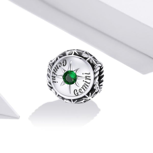 925 Sterling Silver Zodiac Zircon Bead Bracelet / Necklace Set Gemini Style Charms & Pendants