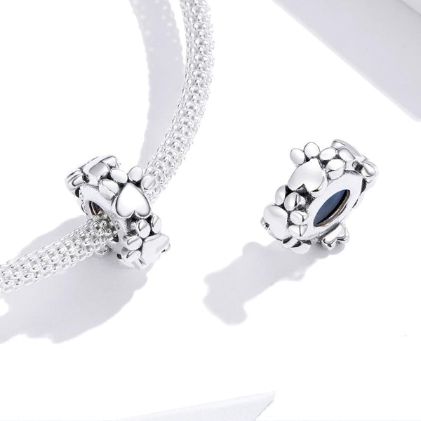 925 Sterling Silver Love Footprints Beaded Bracelet Charms & Pendants