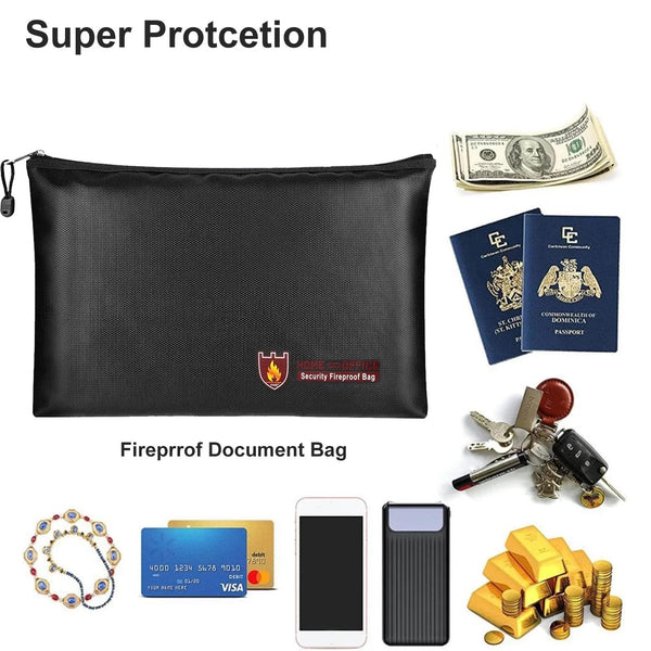 Secure Fireproof Waterproof Bag For Valuables 10.6X6.3 Inch Safes