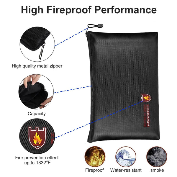 Secure Fireproof Waterproof Bag For Valuables 10.6X6.3 Inch Safes