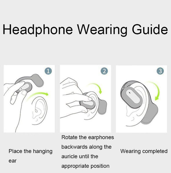 Wireless Bluetooth 5.2 Earphones With Noise Reduction Ear Mounted Design Black Bag Accessories Earbuds