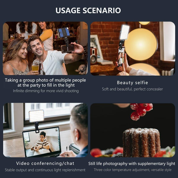 Rechargeable Clip Fill Light 60 Leds 3 Modes Front & Back A Type Blue Other Camera & Photo Accs