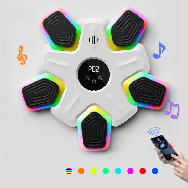 Bluetooth Music Boxing Machine 4 Modes 9 Speeds Colourful Lights With Adult Gloves White Punching Bags