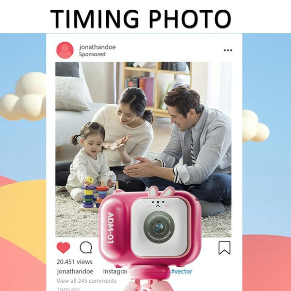 48Mp Dual Lens Kids Digital Camera With 2.4 Ips Screen And 32Gb Tf Card Blue Fox Pink Bunny Digital Cameras